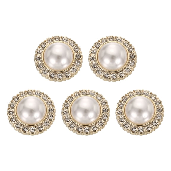 Uxcell 5pcs 35L Gold Faux Pearl Buttons 22mm 7/8" Plastic Round Sewing Button Replacement Craft Fastener for Coats Clothing DIY Decoration Crafts #7