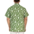 thumbnail image 4 of LA LEELA Men's Hawaiian Short Sleeve Beach Caribbean Cruise Shirt Fashion Halloween Costumes Button Up Shirts for Men XL Allover Bones Skull Green, 4 of 6