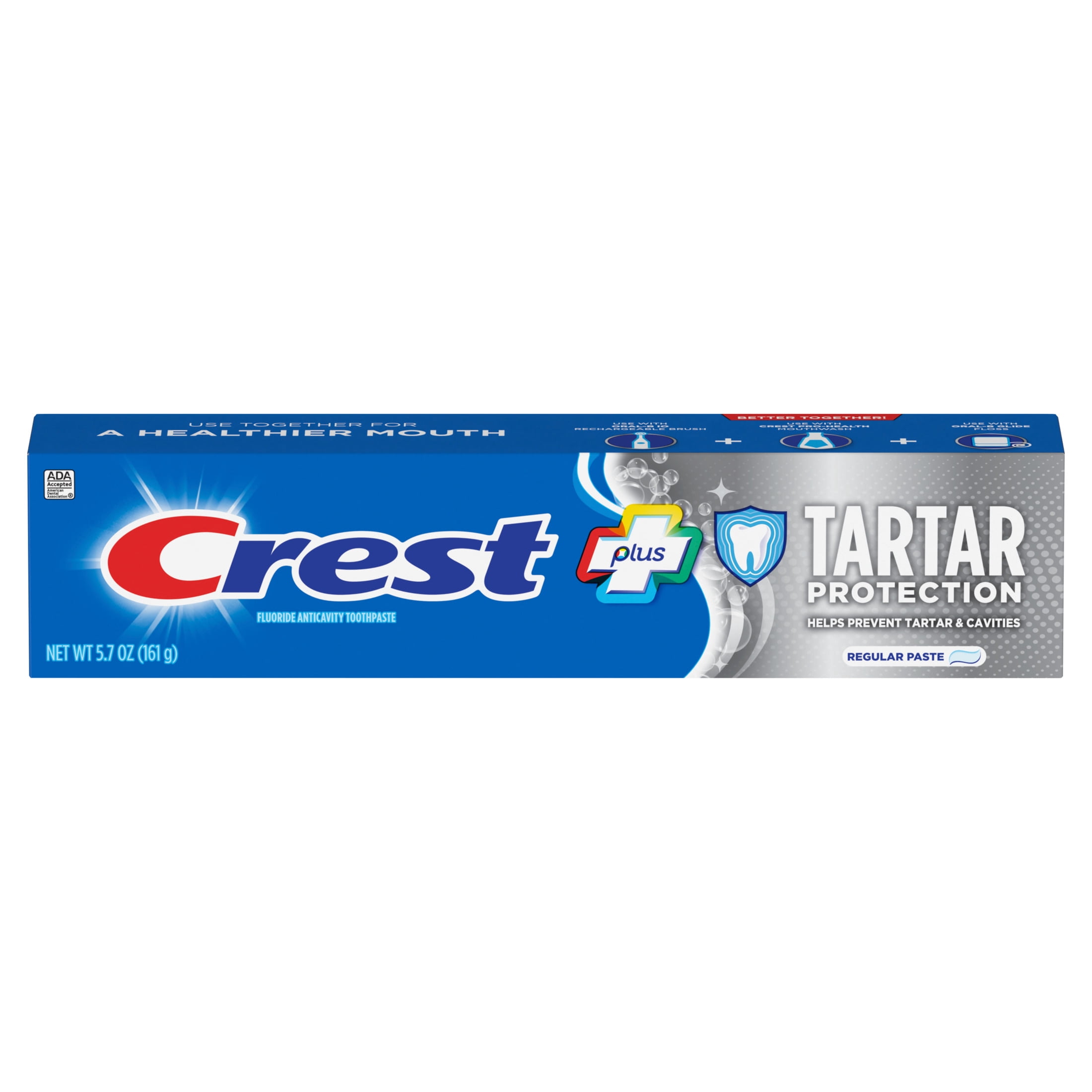 Crest Toothpaste, Plus Tartar Protection Toothpaste, Regular Paste, 5.7 oz