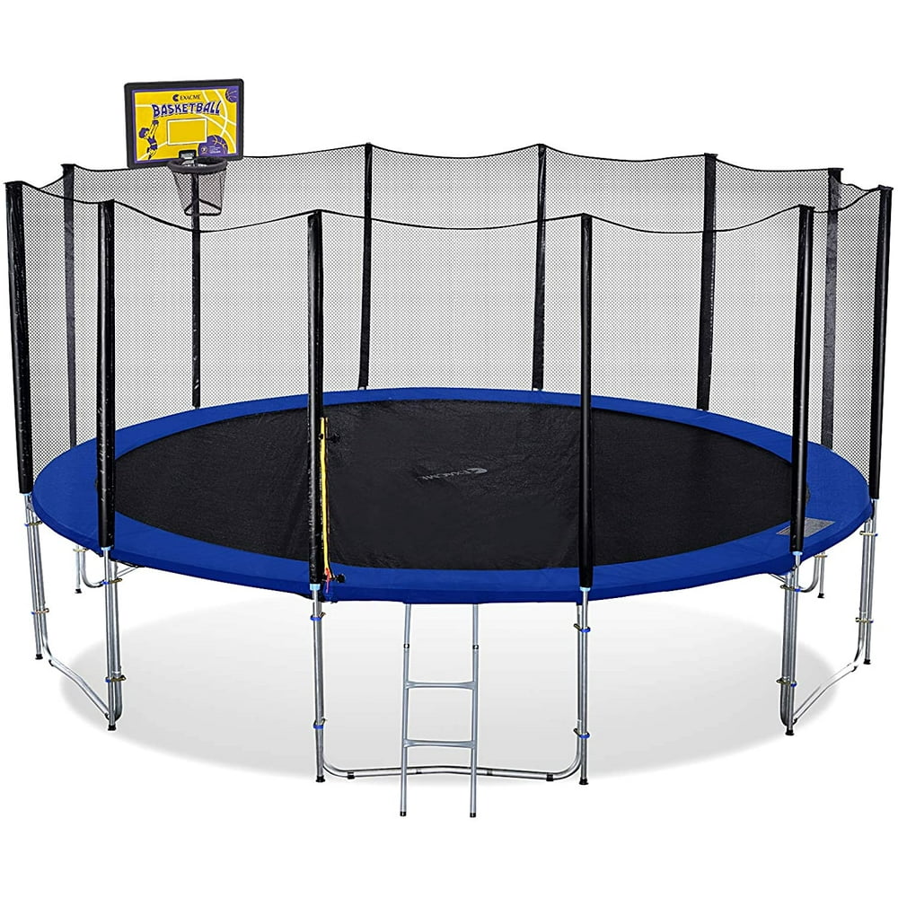 Exacme Backyard Trampoline with Rectangular Basketball Hoop and