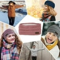thumbnail image 7 of Muryobao Women Winter Ear Warmer Headband Cable Knit Fuzzy Fleece Lined Head Wrap Stretchy Thick Headband Black & Pink, 7 of 7