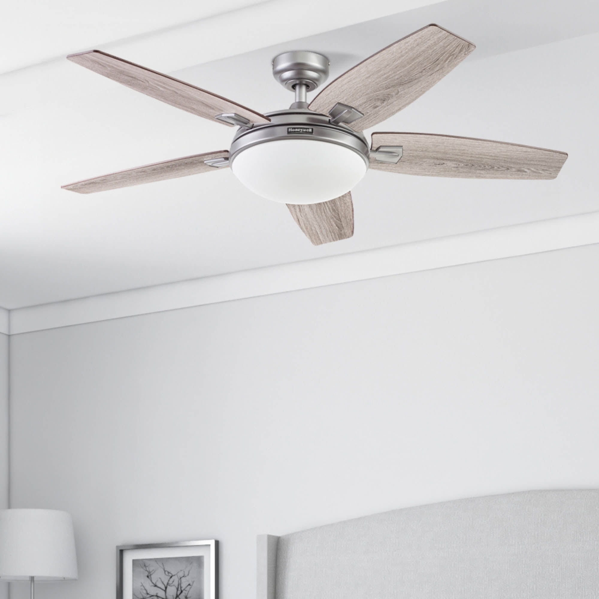 Honeywell Carmel Ceiling Fan, Quiet Motor and Remote Control, 48 Inch, Matte Nickel