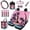 Pink Sunset Palm Tree, variant on HUISEFOR 15 Pcs Pink Leopard Print Car Seat Covers Full Set for Women Men with Seat Belt Cover Car Trash Can Air Vent Storage Bag Rear View Mirror Cover Keychain Coasters Suitable for Most Cars SUV