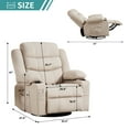 thumbnail image 5 of JONPONY Massage Rocker Recliner Chair with Vibration Massage and Heat for Living Room Swivel Recliner Chair with Rocking Function and 2 Cup Holders, Side Pocket, USB Charge Port,Beige, 5 of 9