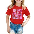 thumbnail image 4 of Tisuna Girls 100 Days Of School Tshirt Letter Print Short Sleeve Crew Neck Tops Comfortable Lightweight Child Toddler Summer Shirt Red Size 5-6 Years, 4 of 4