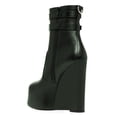thumbnail image 3 of FSJ Women Fashion Round Closed Toe Ankle Boots Platform Wedge High Heel Punk Booties Buckled Strappy Side Zipper Party Shoes Size 6.5 Green, 3 of 4