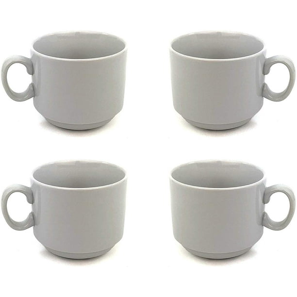 Dobrush 7 Oz Porcelain Tea Cups, Plain White Design, Without Pattern