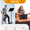 thumbnail image 3 of CAHAYA 5 in 1 Heightened Dual-use Sheet Music Stand & Desktop Book Stand Metal Portable Solid Back with Height Adjustable from 31.4-67in Including Carrying Bag, Sheet Music Folder & Clip CY0304, 3 of 7
