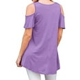 thumbnail image 5 of KVMeteor Women's Cold Shoulder Short Sleeve Round Neck Casual Tunic Tops Loose Blouse Shirts, 5 of 5