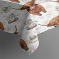 thumbnail image 3 of White Highland Cow Hat Dress Pattern Rectangle Tablecloth 60"x84",Waterproof Polyester Rectangle Table Cloth, Wipeable Spillproof Polyester Tablecloth for Dining, Camping, Indoor and Outdoor, 3 of 5