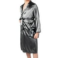 thumbnail image 4 of SHCKE Men's Robe Knit Polyester Long Bathrobe Spa Sleepwear Soft Shawl Collar Kimono Robe Big and Tall, 4 of 6