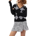 thumbnail image 3 of Kiapeise Women Plaid Knitted Cardigan Preppy Style Long Sleeve Button Down Sweater Vintage Tops, 3 of 9