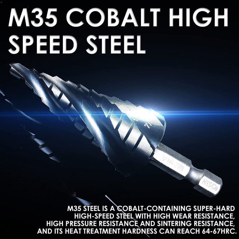Matework M35 Cobalt Step Drill Bit Set, 4-Flute, TiAlN Coated, 1/4