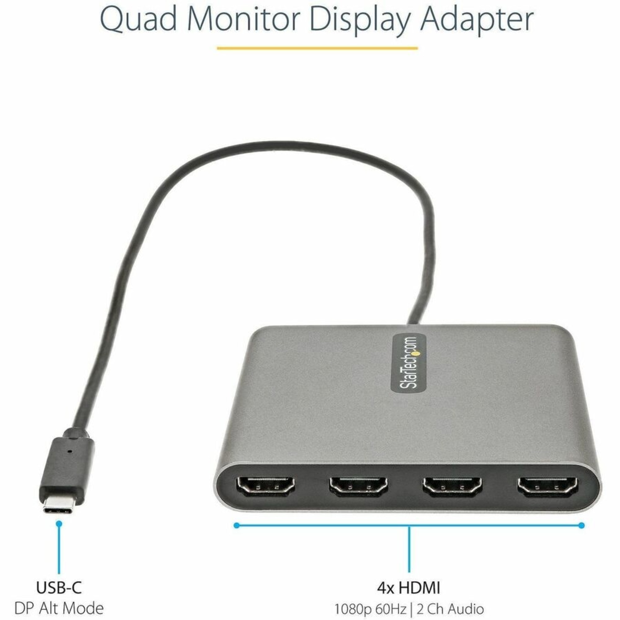 StarTech USB-C to 4x HDMI Monitor Converter for Windows USBC2HD4