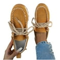thumbnail image 4 of SYMOID Womens Brown Vintage Moccasin Flock Shoes - Soft Skin-Friendly & Ergonomic Comfort Footwear with Thick Jute Rope Laces for Daily/Weekend/Casual Work,Size 41, 4 of 4