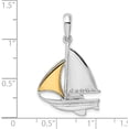 thumbnail image 3 of Silver/14K Two-Tone Sterling Silver Polished Sailboat W/14K Sail Pendant(Length 33) - Jbsp, 3 of 5