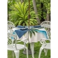 thumbnail image 3 of Outdoor Tablecloth with Umbrella Hole for Patio/Picnic/Party/Camping, Green Palm Trees Seaside Waterproof Table Cloth Round Cover Washable, Tropical Tree Summer Botanical Coastal (Dia 60"), 3 of 9