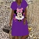 thumbnail image 4 of Disney Minnie Mickey Mouse vestidos de mujer Nuevo verano mujeres manga corta mini vestido casual fiesta noche cuello pico sexy vestido, 4 of 5