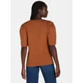 thumbnail image 5 of The Pioneer Woman Mixed Media Top with Puff Sleeves, Sizes XS-3X, Women’s, 5 of 6