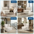 thumbnail image 2 of Sillón giratorio 360° de chenilla para sala o dormitorio - Asiento extragrande, respaldo alto, cojín grueso y suave - Moderno y cómodo, capacidad 136 kg - Fácil de montar - Color: Chenille | Beige, 2 of 6