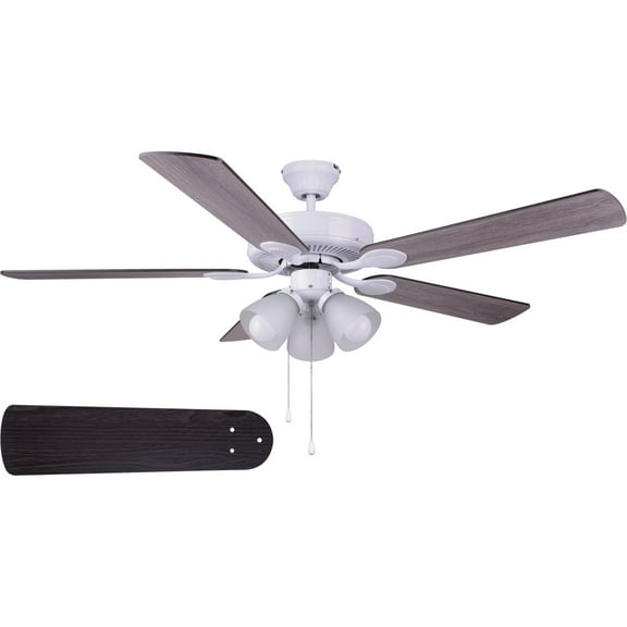 Home Impressions Villa Ceiling Fan with Light Kit - 5 Blades, Reversible, White, 52 In.