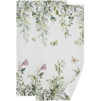 Sage Green Eucalyptus Leaf Hand Towels for Bathroom 2 Pack,Microfiber Soft Absorbent Spring Watercolor Butterfly Leaves Kitchen Towels,Decorative Bathroom Towels for Face,Hair,Bath 18" x 26"