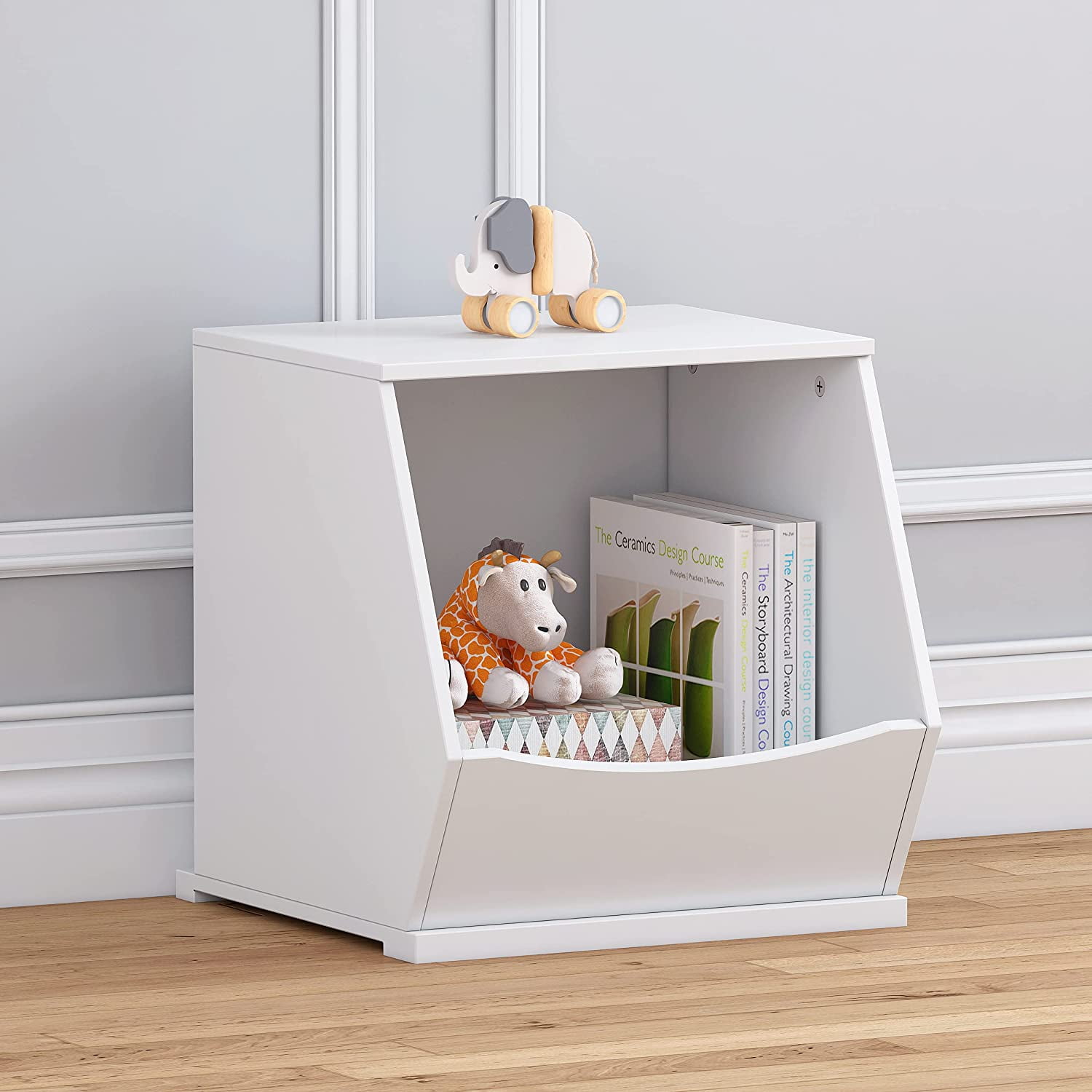 Stackable Wooden 3 Bin Open Storage Toy Organizing Cubby 