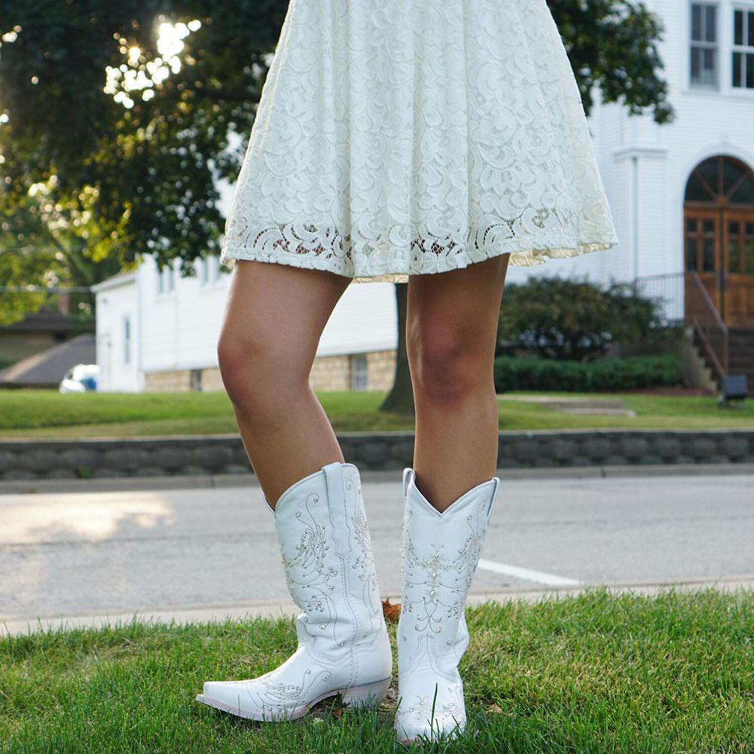 White Lace Wedding Cowboy Boots White Lace Wedding Cowboy Boots