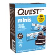 Quest Mini Cookies & Cream Protein Bar, Keto Friendly, 0.81 oz, 14 Count