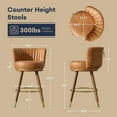 thumbnail image 2 of Genpo Counter Height Bar Stools, Round Seat Swivel Bar Stool Set of 4, 26 inch Low Back Leather Bar Chair with wood Leg for Kitchen Island 300lbs, Brown, 2 of 8