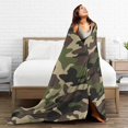 thumbnail image 3 of Military Camouflage Throw Blanket Ultra Soft Warm All Season Green Camo Decorative Fleece Blankets for Bed Chair Car Sofa Couch Bedroom 80"X60", 3 of 6