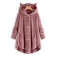thumbnail image 2 of Lady Coat And Velvet Coat Cat Ear Hooded Soild Patchwork Button Autumn Winter Plush, 2 of 4