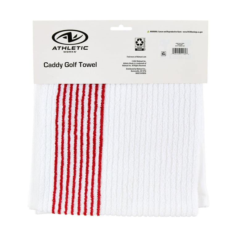 Athletic Works Extra Large Cotton Caddy Golf Towel, White & Red