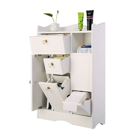 Bathroom Floor Units ZEDWELL Bathroom Floor Cabinet, Wooden Side Storage Organizer Cabinet, Freestanding Unit for Better Homes and Gardens Office Furniture, Off White ()