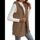 thumbnail image 3 of Chaleco Informal con Capucha de de Doble Cara para Mujer, Otoño-Invierno, Informal, Extragrande, Cálido, con Botones. Marrón L, 3 of 8