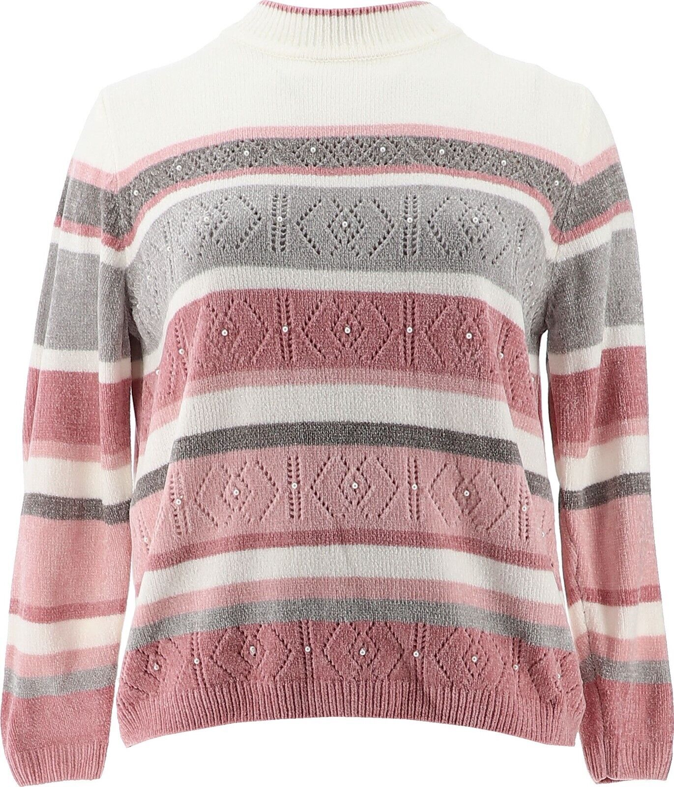 Alfred Dunner Embellished Long Sleeve Sweater Mauve Multi 1X NEW 191608 -  Walmart.com