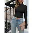 thumbnail image 3 of Vafful Women's Long Sleeve Shirts Mock Neck Crop Tops Ribbed Casual Fitted Basic T Shirt for Womens Shirts Solid Crops Tee Top S-XXL Black, 3 of 8