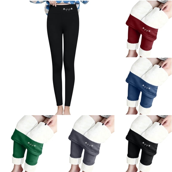 ZyeKqe Womens Leggings Valentines Day High Waist Fleece Lined Warm Thermal Belly Control Stretch Workout Yoga Pants