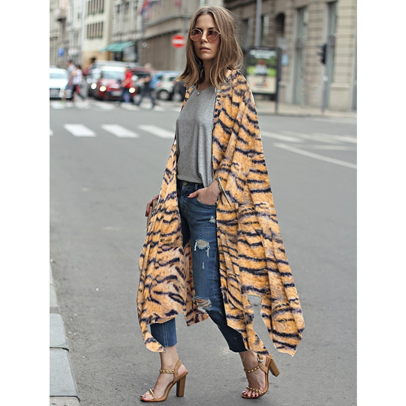 animal print kimono cardigan