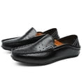 thumbnail image 2 of Loafers for Men Breathable Soft Leather Slip on Casual Dressy Shoes Fashion Moc Toe Hollow Out Slip On Sneakers Black Size 8, 2 of 5