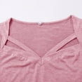 thumbnail image 4 of Duoif Shirts for Women Summer Casual Solid Color Short Sleeved V Neck T Shirt Womens Tops Casual Pink S, 4 of 9