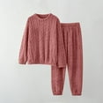thumbnail image 2 of MGDXOX Lounge Sets for Women Warm Flannel Pajama Set Cable Knit Pajamas Soft Fuzzy Top and Pants Set 2 Piece Winter Outfits Pink Free Size, 2 of 4