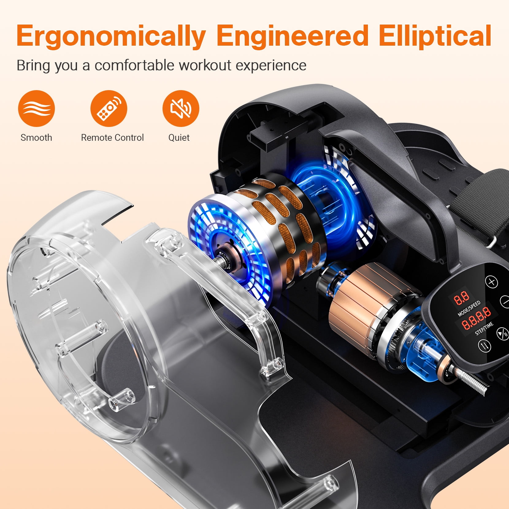 Under Desk Elliptical Machine, 10 Adjustable Leg Exerciser Quiet & Portable whit Remote Dprodo Electric Ellipse