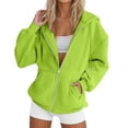 thumbnail image 2 of Basic Zip Up Hoodie for Women 2026 Trendy Casual Full Zipper Plain Cardigan Hooded Sweatshirt with Pockets Jacket Outerwear, 2 of 5