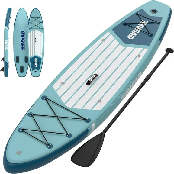 Studyset Inflatable Stand Up Paddle Board 11ft*34"/10.6ft × 30" Extra Wide Paddle Boards for Adults, SUP with Premium Accessories & Nylon Backpack, Adjustable Paddle, Hand Pump, 3xFin, Leash
