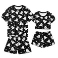 thumbnail image 4 of Halloween Family Outfits, Halloween Couple Matching Pajamas Set, Black White Ghost Star Short Sleeve Loungewear, Crop Top & Shorts Sleepwear, Soft Holiday Nightwear for Summer & Casual Home Wear, XXL, 4 of 6