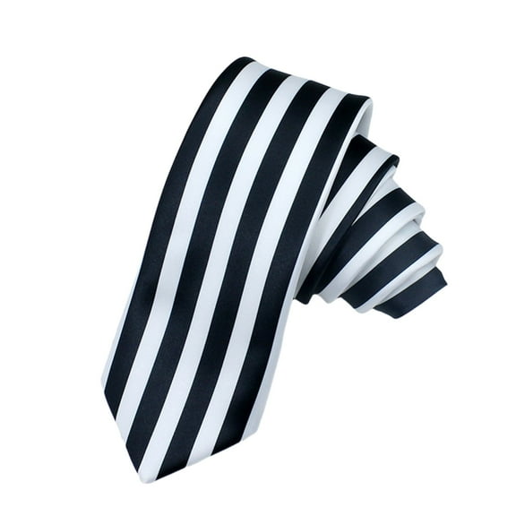 ZYHARUKO Japanese Anime Cosplay Necktie Black and White Vertical Striped Narrow Ties Masquerade Costume Accessories for Men Women