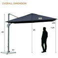 thumbnail image 2 of Gymax 10FT Square Offset Patio Umbrella Outdoor Aluminum Cantilever Umbrella Navy, 2 of 8