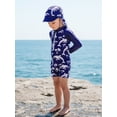 thumbnail image 4 of BemeyourBBs Toddler Baby Boy Girl One Piece Swimsuit Kids Infant Bathing Suit Long Sleeve Rash Guard Half Zipper Shark Swimwear Sunhat Set UPF 50+, 4 of 9