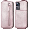 thumbnail image 3 of Zipper Wallet Case for Xiaomi 12T with Card Holder Slot, PU Leather Adjustable Kickstand Flip Handbag Phone Cover for Xiaomi 12T/12T Pro SDLL Rose Gold, 3 of 7